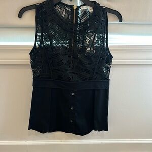 Veronica Beard, sleeveless blacktop, style is called Playa shirting combo top.